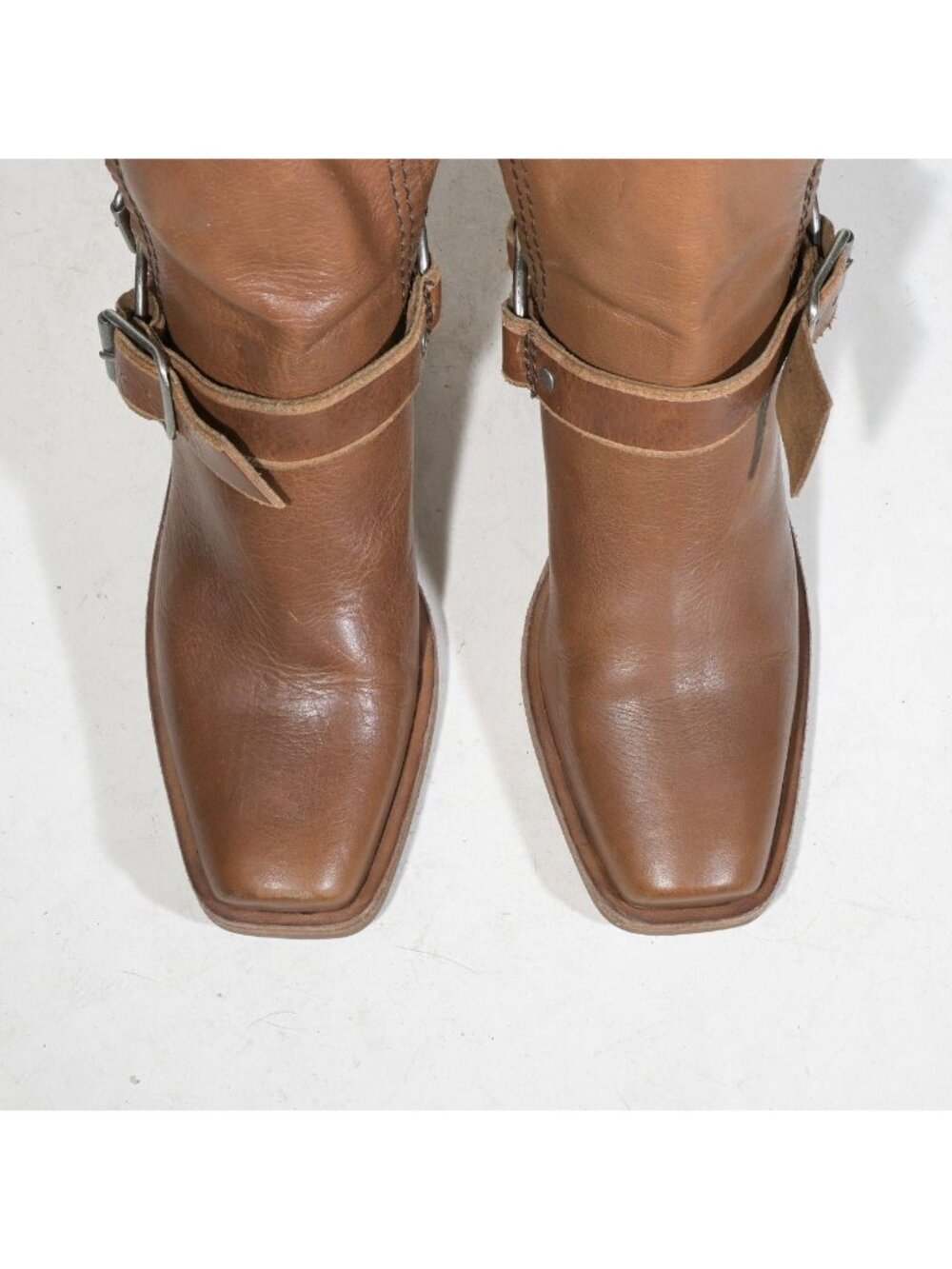Tan Leather Harness Ankle Boots Square Toe We The Free Women's 8 Deadstock - Picture 5 of 7